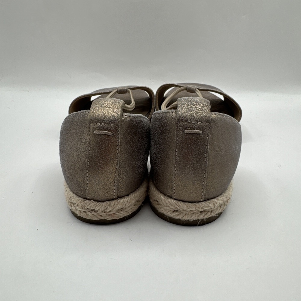 Eileen Fisher Lee Gold Leather d'Orsay Espadrille Flat Slip On Sandal Shoes 7.5 - Picture 3 of 13